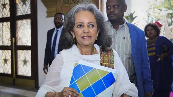 Sahle-Work Zewde arrives at the parliament to be elected as the president of Ethiopia in Addis Ababa [EPA]